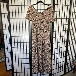 Vintage 90s gauzy floral dress jumpsuit Size XS